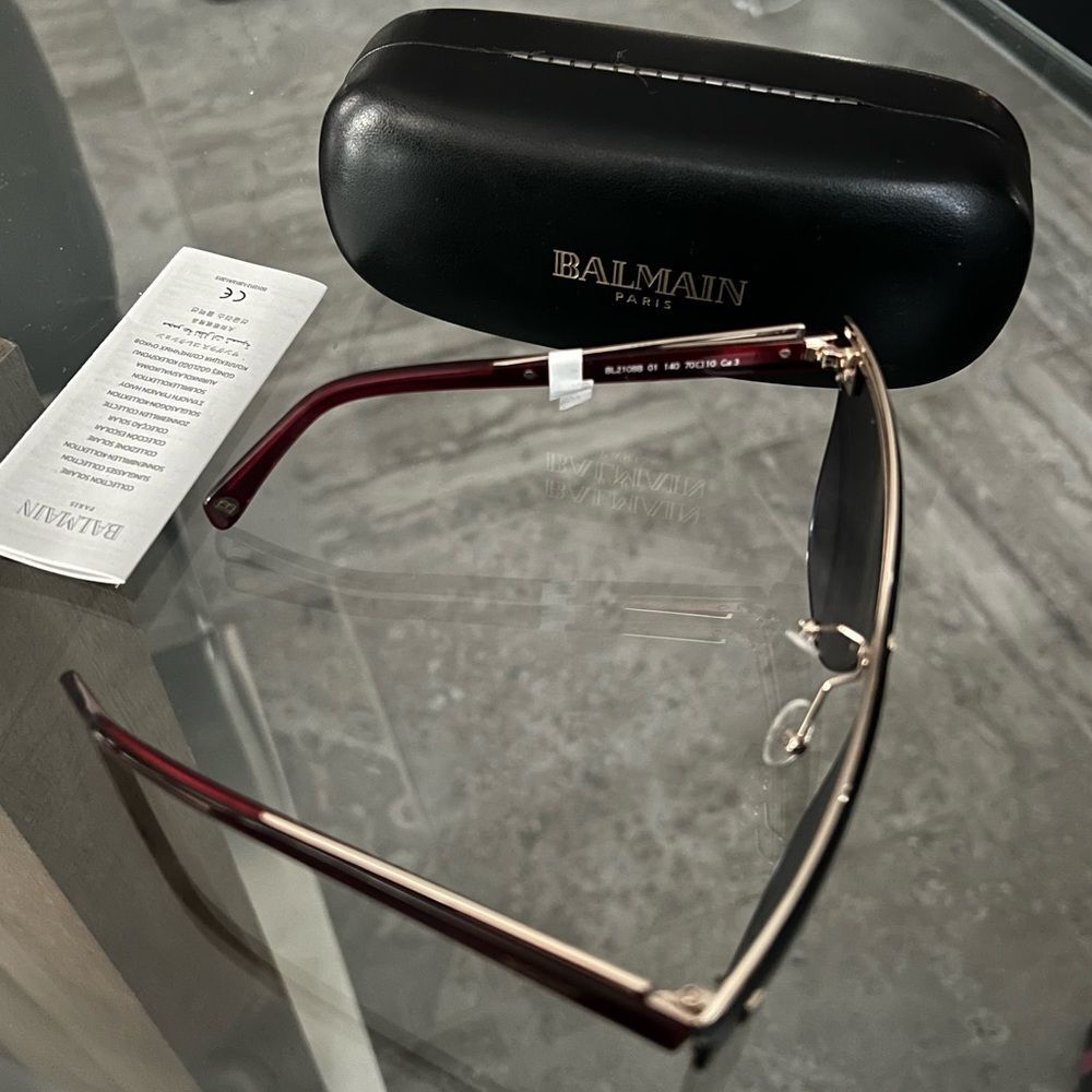 BALMAIN Sunglasses with Red Frames 70MM + Case, NWT - Picture 13 of 15